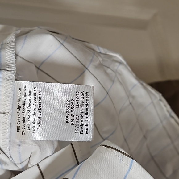 Freestyle 2 Piece Set White Button Down Blue Brown Stripe Sleeve Brown Cargo 5 - Picture 11 of 13